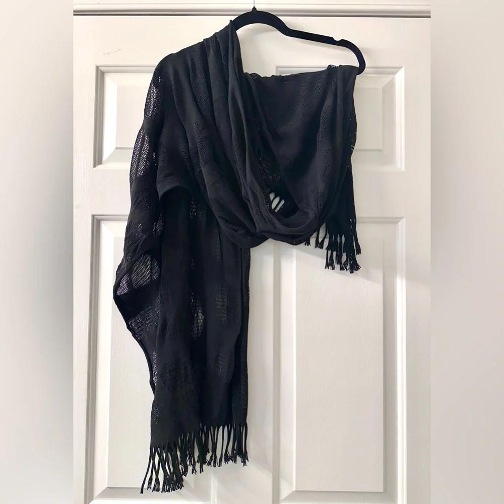 Issey Miyake FÊTE A-POC Inside Cutout Fringe Scarf Rare Avant Garde Mesh Wrap - Picture 13 of 16